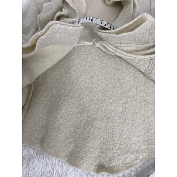 Revue Blazer Jacket Size M Beige Metallic 100% Wool Bow Tie Ruffle Long Sleeves - Picture 13 of 14